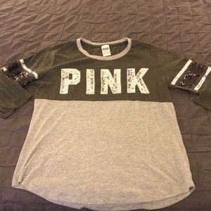 Green PINK Sequins Top